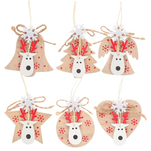 OFFSCH 6-teilige Holz-weihnachtsbaumschmuck Elchkopfform Zum Aufhängen An Fenster Oder Tür Für Festliche Atmosphäre OFFSCH 6-teilige Holz-weihnachtsbaumschmuck Elchkopfform Zum Aufhängen An Fenster Oder Tür Für Festliche Atmosphäre von OFFSCH
