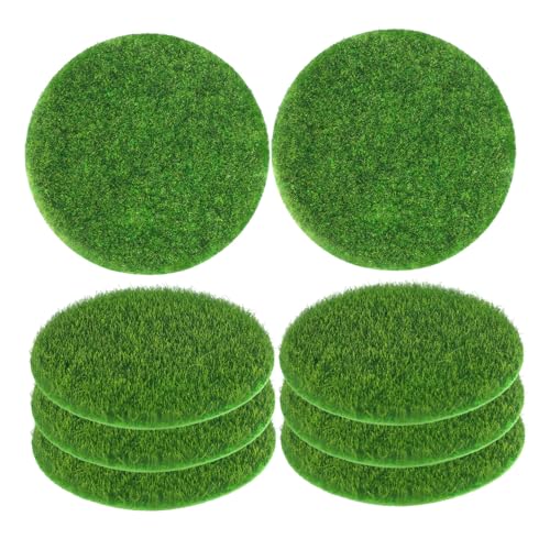 OFFSCH 8 Stück Runde Künstliche Grasmatte für DIY Projekte Simulierte Miniatur Rasenfläche für Feengärten und Puppenhäuser Pflegeleicht und Wiederverwendbar von OFFSCH