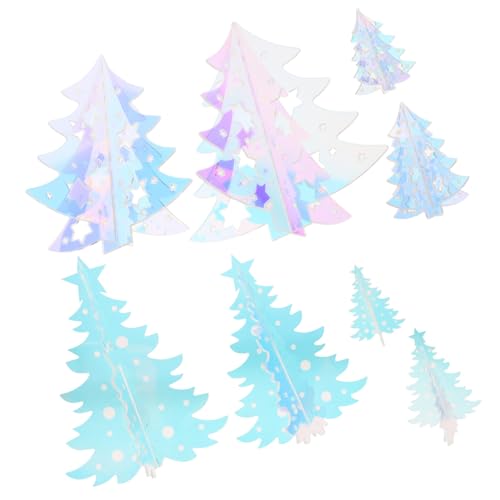 OFFSCH 8 Stück Teiliges Irideszente Transparent-weihnachtsbäume Kleine Holografische Tischdeko für Festliche Etageren Regale und Fenster Wiederverwendbar Leicht zu Reinigen Zauberhafte von OFFSCH