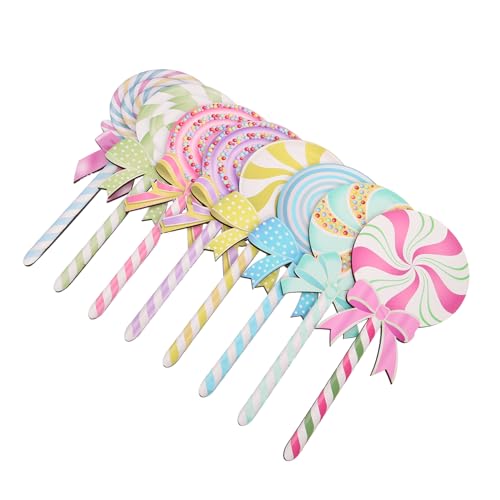 OFFSCH 8 Stück Teiliges Weihnachts-lutscher-dekoset Wetterfest für Außen Bunte Holzzuckerstangen mit Erdspießen Vielseitig für Garten Einfahrt und Party Einfache Montage für Festliche von OFFSCH