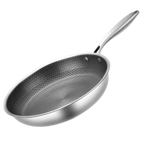 OFFSCH Bratpfanne Aus Edelstahl Mit Griff Für Eier Und Meeresfrüchte Antihaftbeschichtete Küchenpfanne Wabenmuster Leicht Zu Reinigen von OFFSCH