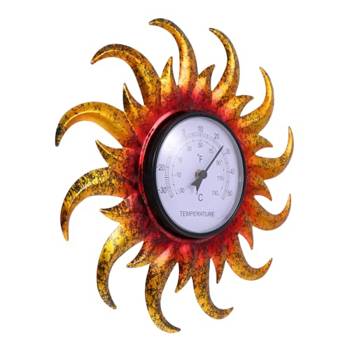 OFFSCH Thermometer für Jungen und Mädchen im Innen- und Außenbereich Sonnenform wandmontiertes Temperaturmessgerät wasserdichtes Außenthermometer für Zuhause von OFFSCH