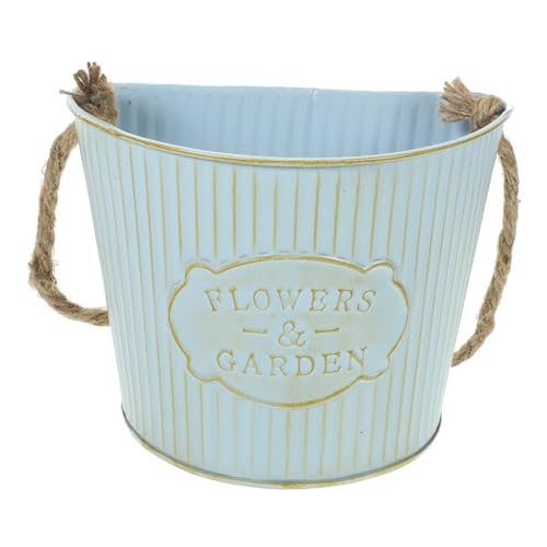 OFFSCH Blauer Retro-blumentopf Zum Aufhängen An Der Wand Vintage Blumentopf Zaunblumenhalter Einmachgläser Hängende Vase Pastoraler Blumentopf Zaunpflanzenkorb Blumenbehälter Eisen Metall von OFFSCH
