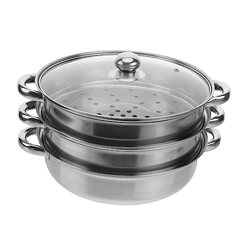 OFFSCH Dampfgarer Drei Schichten Suppentopf Multifunktionales Kochgeschirr mit Glasdeckel für Induktionsherde Geeignet Energiesparend und Zeitsparend OFFSCH Dampfgarer Drei Schichten Suppentopf Multifunktionales Kochgeschirr mit Glasdeckel für Induktionsherde Geeignet Energiesparend und Zeitsparend von OFFSCH