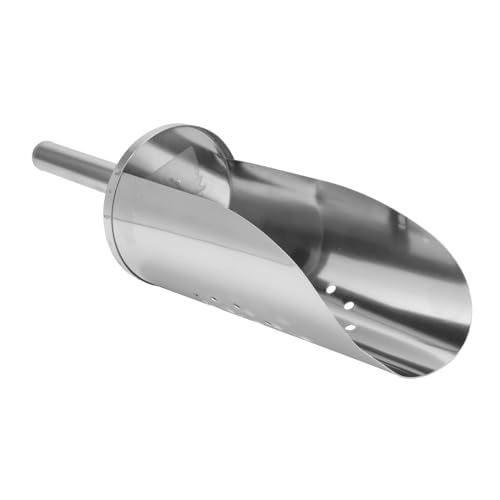 OFFSCH Edelstahl Eisschaufel mit Löchern Multifunktionale Lebensmittelschaufel für Eiswürfel Reis Mehl Futtermittel Polierte Oberfläche Rostfrei Leicht zu Reinigen Kleine von OFFSCH