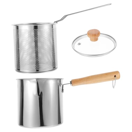 OFFSCH Edelstahl Fritteusentopf mit Korb und Glasdeckel Kompakter Rostfreier Mini frittierpot für Energiesparendes Kochen Hitzebeständig und Leicht zu Reinigen für Kleine Portionen und von OFFSCH