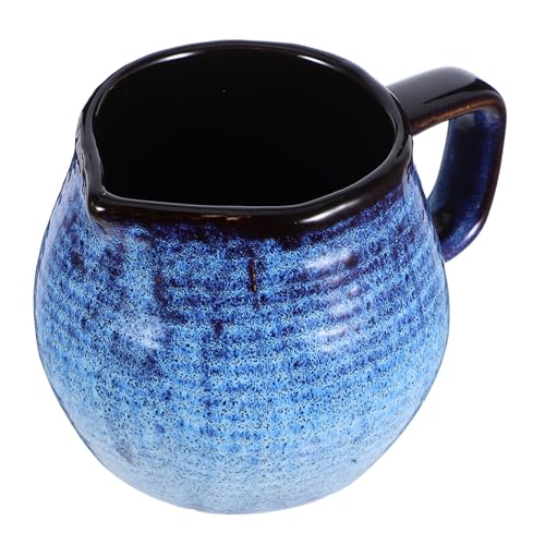 OFFSCH Europäisches Keramik milchkännchen mit Griff Hitzebeständig Kratzfest Stoffstrukturierte Porzellan creamer tasse für Kaffee Vielseitig für Zuhause und Stilvolles Design von OFFSCH