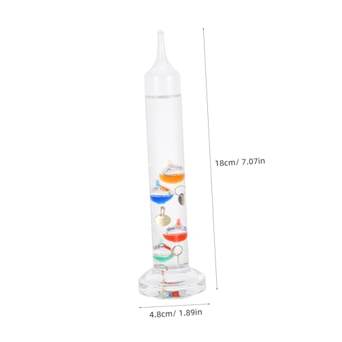 OFFSCH Galileo Thermometer mit Goldanhängern Farbige Schwebende Kugeln Präzise Innentemperaturanzeige Dekoratives Glasobjekt für Büro Wohnzimmer für Wissenschaftsliebhaber von OFFSCH