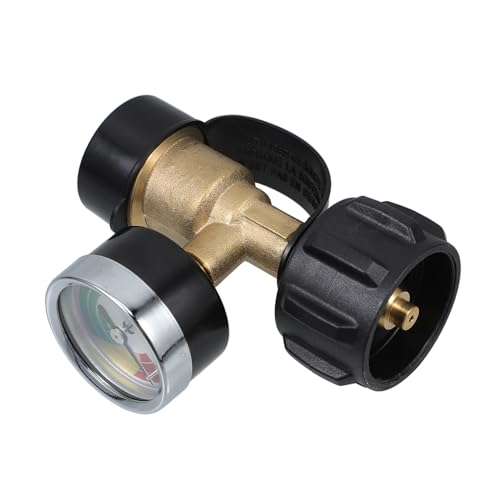 OFFSCH Gastank Kopfadapter mit Druckmessung Universeller Tank Gauge Indikator für Gasgrill Campingkocher und Heizgeräte Sicherer Drucküberwachung von OFFSCH