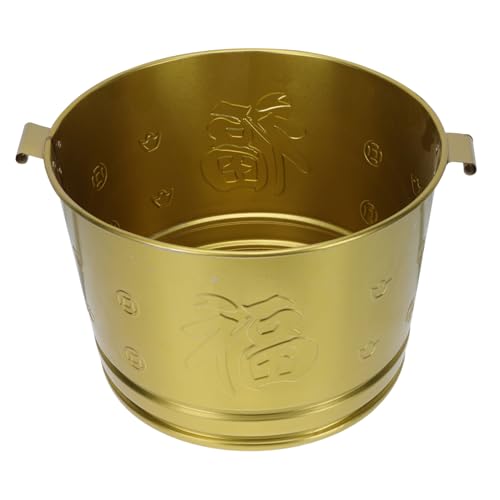 OFFSCH Goldener Edelstahl Verbrennungseimer Opfereimer Haushalt Traditioneller Muster Langlebig Oberflächenfreundlich Leicht zu Reinigen Geeignet für Papierverbrennung und von OFFSCH