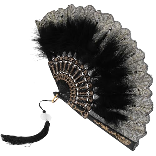 OFFSCH Handgefertigter Federfächer mit Stickerei Dekorativer Handventilator für Damen Vintage-stil Geeignet für Hochzeit Tanz Fotorequisiten und Outdoor-veranstaltungen OFFSCH Handgefertigter Federfächer mit Stickerei Dekorativer Handventilator für Damen Vintage-stil Geeignet für Hochzeit Tanz Fotorequisiten und Outdoor-veranstaltungen von OFFSCH