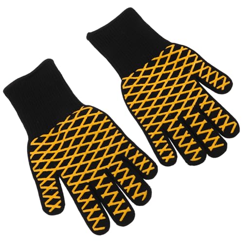 OFFSCH Hitzebeständige Ofenhandschuhe mit Fingern Hitzeschutz Grillhandschuhe aus Feuerfestem Silikon Rutschfeste Bbq Handschuhe für Backofen Grill Mikrowelle Camping Feuerstelle von OFFSCH
