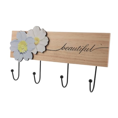 OFFSCH Holz Wandgarderobe mit Haken Minimalistisches Design Rustikaler Landhausstil Langlebige Kleiderhaken aus Echtholz für Flur Schlafzimmer Bad und Eingangsbereich von OFFSCH