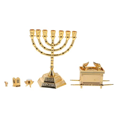 OFFSCH Jüdische Menora Skulptur Hanukkah Kerzenhalter für Säulenkerzen Dekorative Religiöse Israel Figurine Historisches Modell für Kamin und Tischdisplay von OFFSCH
