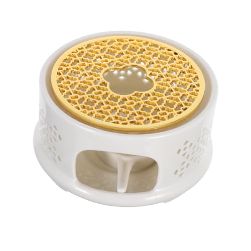 OFFSCH Keramik Teewärmer mit Kerzenhalter und Edelstahltrivet Stabiles Stövchen für Glas-teekannen Stilvolles Hohlrahmen-Design Geeignet für Teezeremonien und Milchwärmung für Langes von OFFSCH