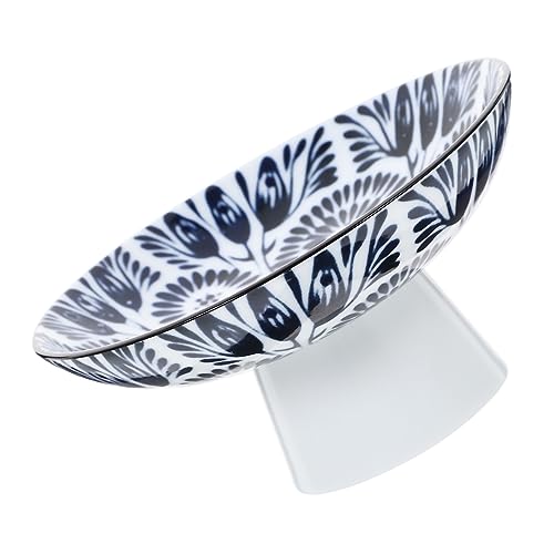 OFFSCH Keramischer Fußfrucht-servierteller Eleganter Porzellan Obstschale Für Desserts Und Snacks Für Küche Restaurant Und Veranstaltungen Kleine Blaues Design von OFFSCH