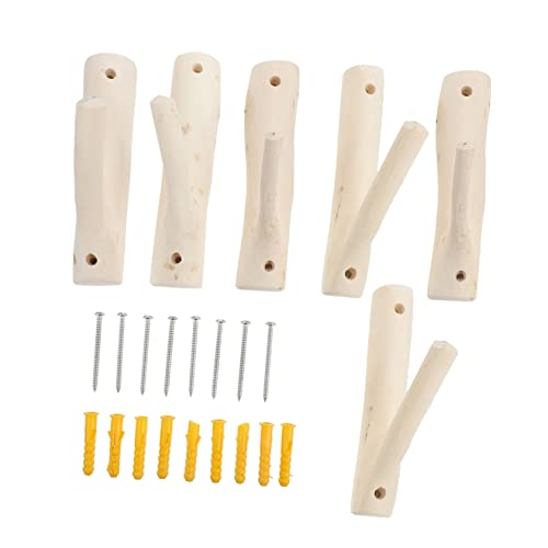 OFFSCH 6 Stücke Dekorativer Holz Baumzweig Wandhaken Für Badezimmer Und Wohnheim Kreative Holzhaken Für Kleider Und Accessoires von OFFSCH