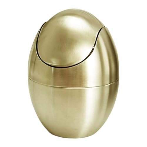 OFFSCH Kleiner Mülleimer mit Deckel Gold Eierförmiger Desktop Abfalleimer für Büro Bad Schlafzimmer Stilvoller Tisch Abfallbehälter Robust und Leicht zu Reinigen Multifunktional OFFSCH Kleiner Mülleimer mit Deckel Gold Eierförmiger Desktop Abfalleimer für Büro Bad Schlafzimmer Stilvoller Tisch Abfallbehälter Robust und Leicht zu Reinigen Multifunktional von OFFSCH