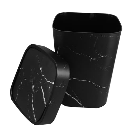 OFFSCH Kleiner Mülleimer mit Klappdeckel Eleganter Marmor Müllcontainer für Badezimmer Küche Wohnräume Robuster Abfalleimer mit Großem Fassungsvermögen für Täglichen Gebrauch von OFFSCH