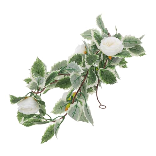 OFFSCH Künstliche Rosen Girlande mit Seidenblumen und Grünen Blättern Vielseitige Weihnachtsdekoration für Tür Treppe und Hochzeit Lebensechte Kunstpflanzen für Festliche von OFFSCH