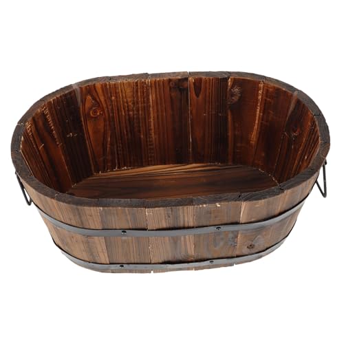 OFFSCH Holz-pflanztopf Vintage Stil Fass-blumentopf Für Outdoor Garten Holz-gemüsetopf Als Pflanzenbehälter Gartenzubehör Mit Exzellenter Verarbeitung von OFFSCH