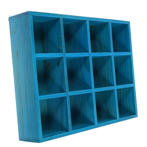 OFFSCH Mediterranes Wandregal Holz Fächer Aufbewahrung Wandmontage Dekoratives Display Regal für Wohnzimmer Büro Kleine Gegenstände Organizer von OFFSCH