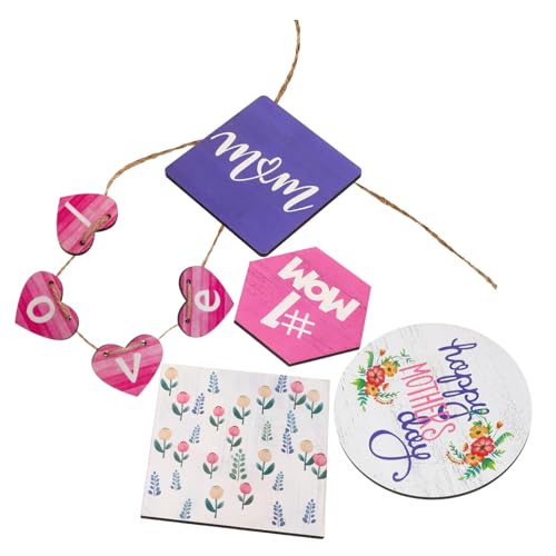 OFFSCH Mother's Day Holzschild Rustikale Mehrstufige Tablett Deko Verschiedene Formen Warmes Festtagsambiente Geeignet für Party Zuhause Garten für Familie und Freunde von OFFSCH