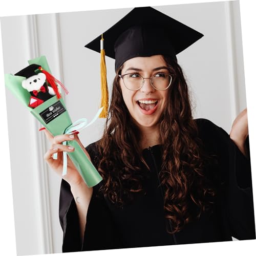 OFFSCH Plüschtier Abschlussbär Strauß mit Künstlichen Blumen Niedliches Doktor Bärenmotiv Verarbeitung Dekoratives Fotorequisit für Abschlussfeiern und Abi Geschenke von OFFSCH