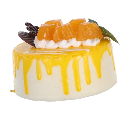 OFFSCH Realistisches Künstliches Geburtstagskuchenmodell Gelb Dekorativer Fake Cake mit Detailgetreuer Simulation Leicht und Vielseitig für Fotografie Partydekoration und Feierlichkeiten von OFFSCH