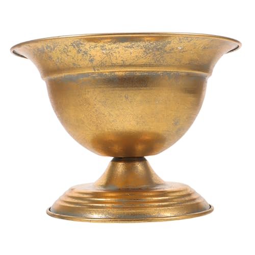 OFFSCH Rustikale Vintage Eisen Blumenvase Goldfarbene Sockelvase mit Distressed Finish Handgefertigter Blumenhalter für Hochzeiten und Dekorationen OFFSCH Rustikale Vintage Eisen Blumenvase Goldfarbene Sockelvase mit Distressed Finish Handgefertigter Blumenhalter für Hochzeiten und Dekorationen von OFFSCH