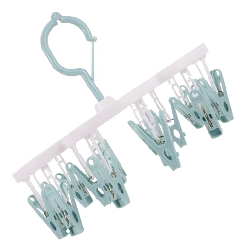 OFFSCH Rutschfester Clip Kleiderbügel Mit 16 Clips Stabiler Sockentrockner 360° Drehbar Aus Kunststoff Für Handtücher Und Schals Und Winddicht Für Innen Und Außenbereich von OFFSCH