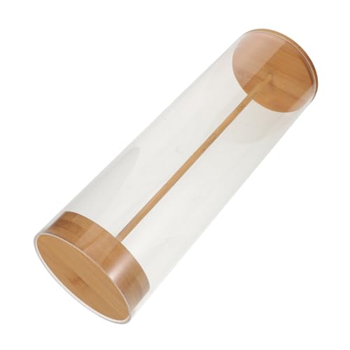 OFFSCH Transparenter Acryl-strohhalmhalter mit Holzdeckel Kompakter Platzsparender Organizer für Strohhalme Pinsel und Besteck Multifunktionale Aufbewahrungsbox für Küche und Theke von OFFSCH