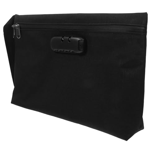 OFFSCH Verschließbare Spritzwassergeschützte Aufbewahrungstasche mit Zahlenschloss Robustes Dokumenten etui für Dateien Geld Handy Tablet Sicherer Schutz Unterwegs Schwarz von OFFSCH