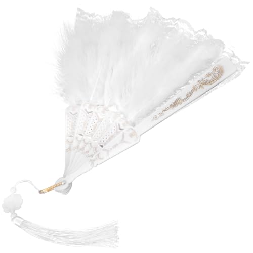 OFFSCH Vintage Faltbarer Spitzen-handfächer mit Dekorativem Feder-design Eleganter Plume Fächer für Damen für Tanz Cosplay Hochzeit Party und Sommergebrauch OFFSCH Vintage Faltbarer Spitzen-handfächer mit Dekorativem Feder-design Eleganter Plume Fächer für Damen für Tanz Cosplay Hochzeit Party und Sommergebrauch von OFFSCH