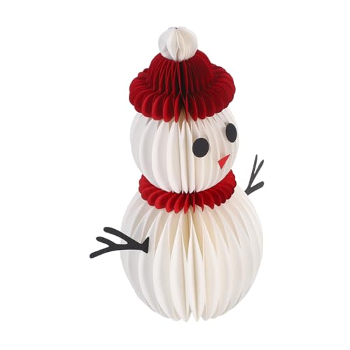 OFFSCH Weihnachtlicher Schneemann Honigwaben Dekoration Wiederverwendbarer Tischmittelpunkt Leichtes Papierdesign Festliche Party Wohnraumdeko für Esstische und Schreibtische von OFFSCH