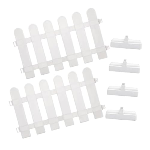 OFFSCH Weiße PVC Gartenzaun Einfassung Beeteinfassung mit Rechteckigen Basis Dekorativer Sichtschutz für Gartenlandschaft und DIY Projekte von OFFSCH