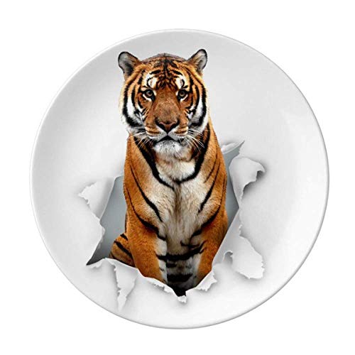 Animal Paper Breaks Shock Tigers Teller, dekoratives Porzellan, Salver Geschirr, Abendessen von OFFbb-USA