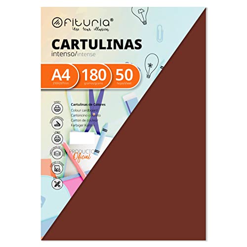 Pack 50 Cartulinas Color Marron Tamaño A4 180g von OFITURIA