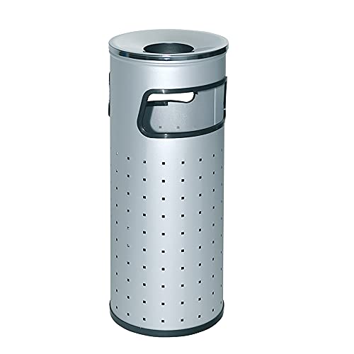 OFITURIA Cenicero Papelera de Pie y Pared para Exterior Metálico 33 litros Color Plata Perforado Tapa Cromada OFITURIA Cenicero Papelera de Pie y Pared para Exterior Metálico 33 litros Color Plata Perforado Tapa Cromada von OFITURIA