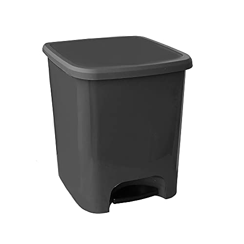 OFITURIA Cubo de Basura con Pedal Contenedor para Residuos de Polietileno Multiusos Capacidad 25 litros Color Gris Antracita von OFITURIA