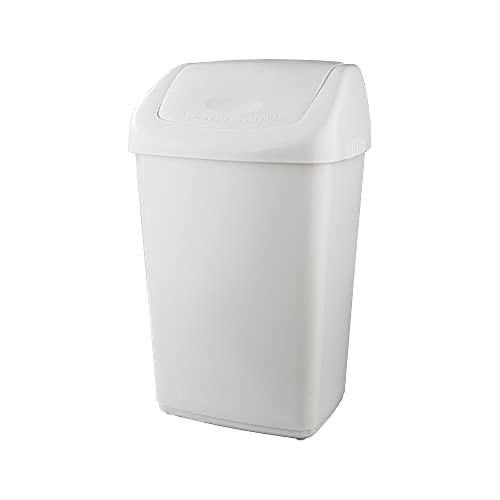 OFITURIA Cubo de Basura con Tapa Basculante Contenedor para Residuos de Polietileno Multiusos Capacidad 50 litros Color Blanco von OFITURIA