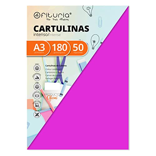 OFITURIA FAB-16576 Pack 50 Cartulinas Color Fucsia Tamaño A3 180g OFITURIA FAB-16576 Pack 50 Cartulinas Color Fucsia Tamaño A3 180g von OFITURIA