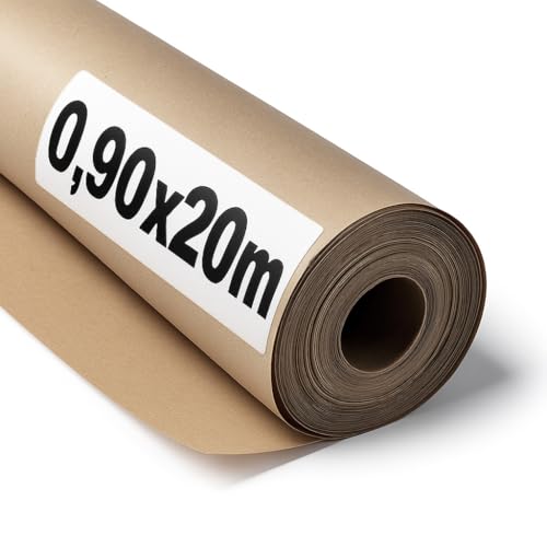 OFITURIA Naturbraunes Kraftpapier 70 g/m² – Rolle 0,90×20 m – 1 Rolle – Recyclingpapier für Verpackungen, Basteln und Dekoration – Reißfest – Geeignet für Acryl- und Ölfarben von OFITURIA
