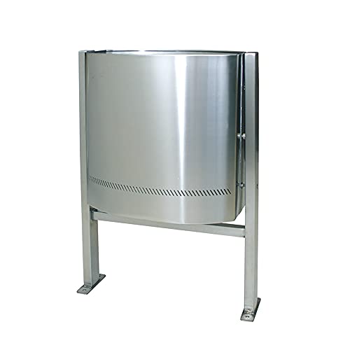 OFITURIA Papelera para Exterior Acero inoxidable Capacidad 56 litros Color Satinado Perforada Anclaje al Suelo Mecanismo Descarga Abatible von OFITURIA