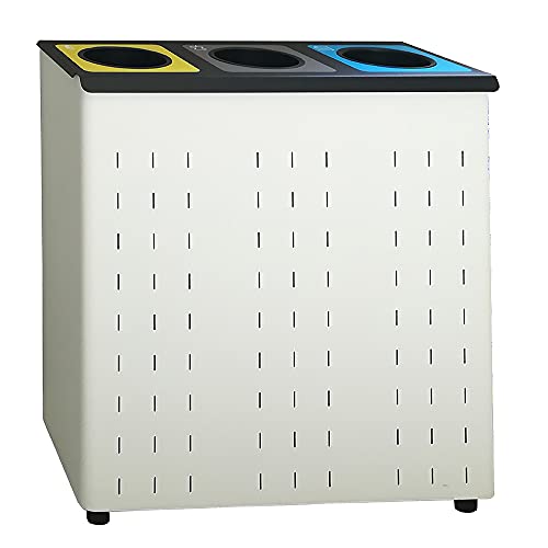 OFITURIA Papelera para Reciclaje Selectivo Metálica Capacidad 169 litros Color Plata Contenedor con Tres Aros Interiores von OFITURIA