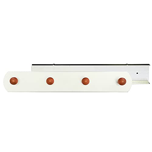 OFITURIA Perchero de Pared Colgador de Ropa Metálico Color Blanco con 4 Colgadores de Madera de Haya von OFITURIA