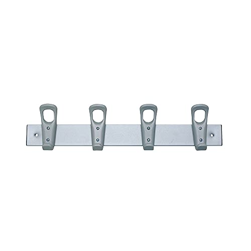 OFITURIA Perchero de Pared Colgador de Ropa Metálico Color Plata con 4 Colgadores Dobles de Abs Plata von OFITURIA