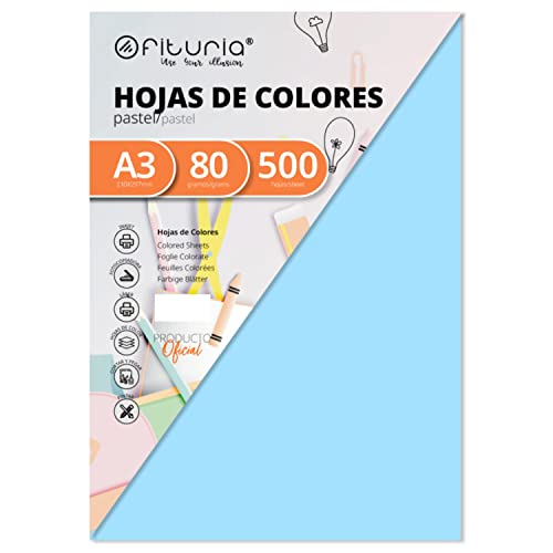 Pack 500 Hojas Color Azul Tamaño A3 80g von OFITURIA