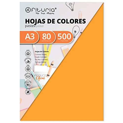 Pack 500 Hojas Color Naranja Claro Tamaño A3 80g Pack 500 Hojas Color Naranja Claro Tamaño A3 80g von OFITURIA