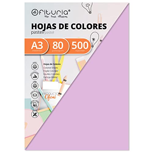 Pack 500 Hojas Color Rosa Claro Tamaño A3 80g von OFITURIA